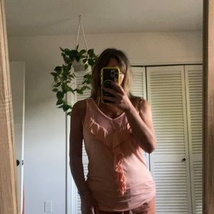 Peach knit tank with sequins